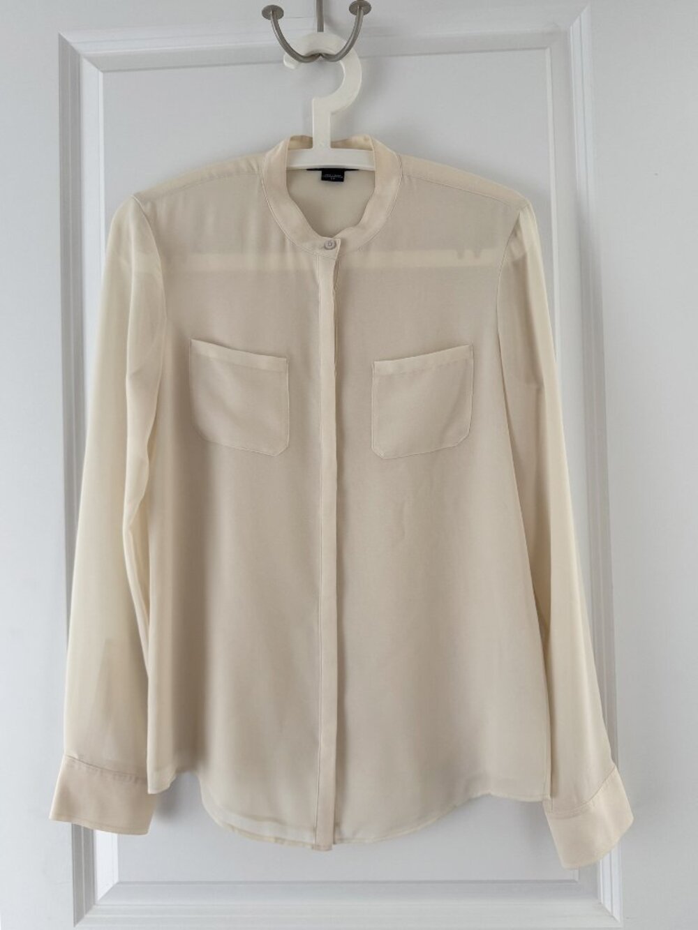 ARMANI EXCHANGE Sheer Button-Front Blouse – Cream – Size S – NWOT